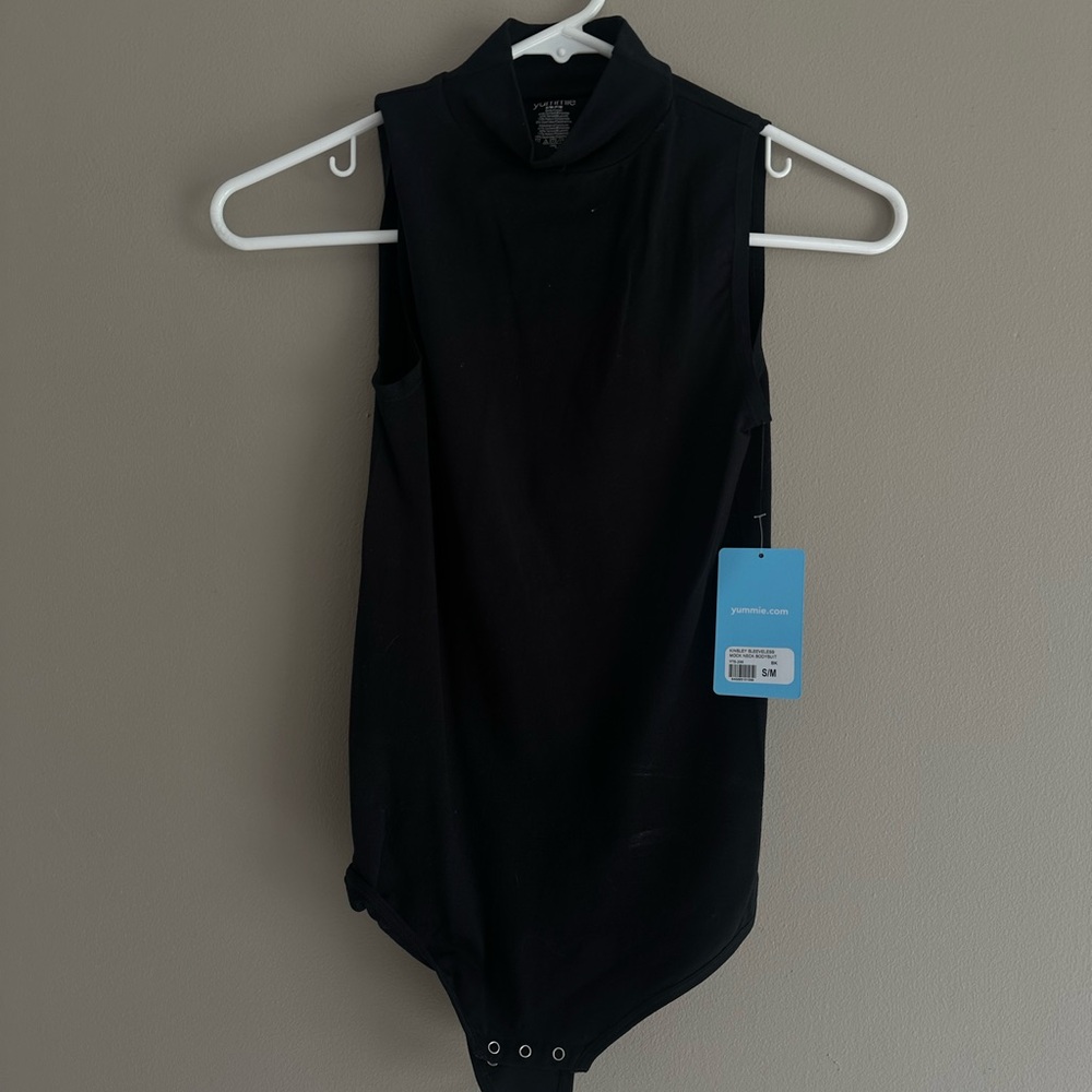 Yummie Black Sleeveless Mock Neck Bodysuit